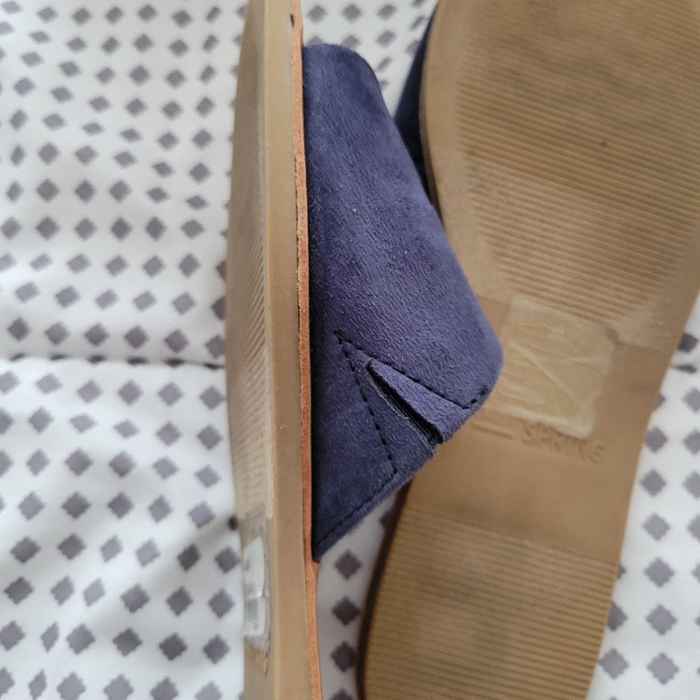 Call It Spring Blue Suade Slides - Picture 6 of 7